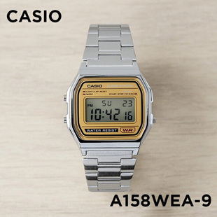 金面 卡西欧CASIO A158WEA 9复古方块七年电力 秒表防水电子手表
