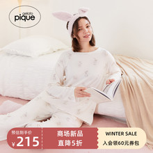 家居服PWCT224280 pique22秋冬新品 女睡衣兔子印花柔软长袖 gelato