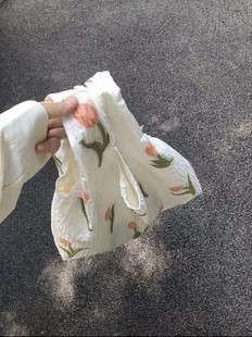 春夏郁金香仙气帆布背心包女大容量便携单肩手提两用购物杂物袋