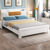全实木床现代简约1.8米双人床主卧1.5米出租房屋家用经济型单人床