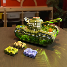 仿真坦克电动万向玩具车配小坦克带灯光音效坦克车男孩军事对战车