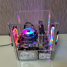 matx电脑机箱透明亚克力板玻璃全透atx简约开放式 主板托架 itx台式