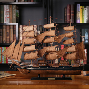 简约装 饰品 一帆风顺帆船摆件成品模型手工仿真木质工艺品北欧风格