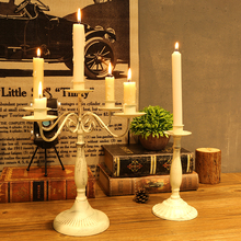 复古铁艺轻奢高级感白色烛台摆件家用法式 浪漫蜡烛台座蜡台 欧式