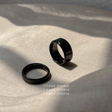 八月AUG潮酷ins风情侣黑色钛钢戒指男女百搭中食指环不易掉色个性