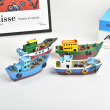 地中海渔船模型青岛浙江大连捕鱼船模客厅公司创意摆件海军礼品