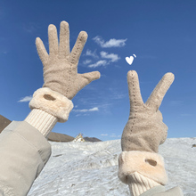骑行保暖防寒加绒加厚女士羊绒冬季 可触屏手套 手套女冬天2022新款