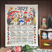 复古可爱兔子新年日历2023兔年装 饰挂布ins背景布定制 马吉吉自制