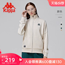 夹克上衣 Kappa卡帕女复古印花卫衣BF风落肩外套针织立领教练开衫