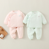 薄棉保暖夹棉分体棉袄0初生3月宝宝棉衣套装 外套 新生婴儿衣服春装