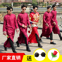 马褂 伴郎服婚礼结婚兄弟团大褂礼服搞笑相声服长衫 中国风唐装 中式