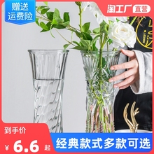 特大号玻璃花瓶透明水养富贵竹花瓶客厅家用插花瓶摆件