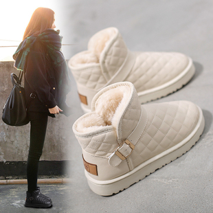 新款 加绒加厚防水短靴子女款 子 雪地靴女2023年冬季 棉鞋 洋气时尚 鞋