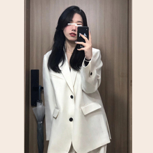 韩版 高级感白色小个子西装 外套女2023早春秋装 新款 宽松休闲西服