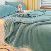 空调盖毯沙发毯午睡毯办公室床上用 加厚毛毯法兰珊瑚绒小毯子冬季