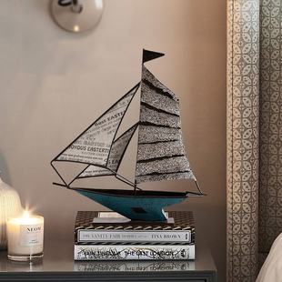 饰品摆件酒柜玄关书架桌面小摆设 创意帆船模型一帆风顺家居客厅装