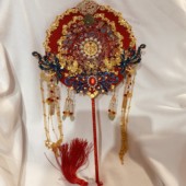 婚秀禾服团双面中国风古典工艺扇扇中国团扇扇手工 新娘手捧中式
