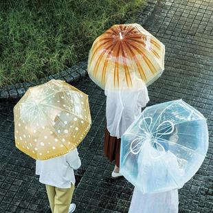 小红书同款水母伞女日系梦幻海月透明雨伞自动长柄加厚抗风直杆伞