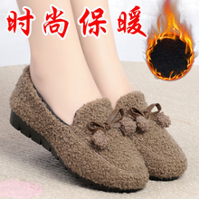 老北京布鞋 平底懒人休闲防滑女士时尚 冬季 新款 软底加绒毛毛鞋 棉鞋