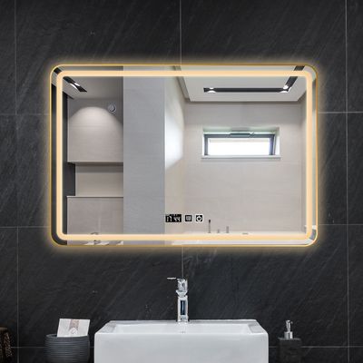 智能浴室镜方形LED防雾卫浴镜子挂墙网红化妆镜卫生间多功能带灯
