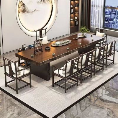 实木茶桌茶台时尚简约办公室家用桌大板桌子新中式茶桌椅组合