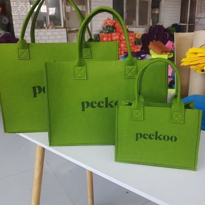 小红书同款YiBO粉丝包军绿色peekoo毛毡手提包简约字母百搭手提包