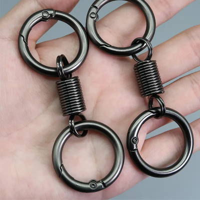 【精工高货】弹簧双圈钥匙扣工业设计感个性钥匙扣挂件金属钥匙链