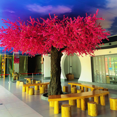 仿真桃花餐厅高档风商场室内装饰客厅大型网红植物婚庆枫叶