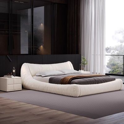 布艺床现代简约轻奢新款家用主卧大床意式极简榻榻米科技布双人床