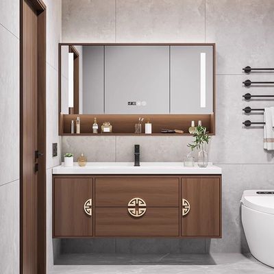 新中式轻奢橡木盆浴室柜组合新中式卫生间实木洗漱台洗手洗脸盆柜