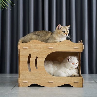 猫抓板猫窝一体立式双层爬架木质瓦楞纸磨爪器纸箱猫屋别墅猫玩具
