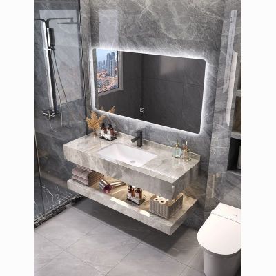 3现代简约浴室柜组合卫生间陶瓷一体智能岩板轻奢洗手盆套装