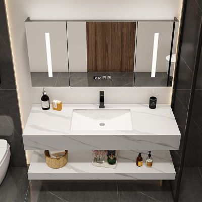 2岩板2023新款浴室柜组合卫生间家用浴室柜岩板洗脸盆柜组合一体