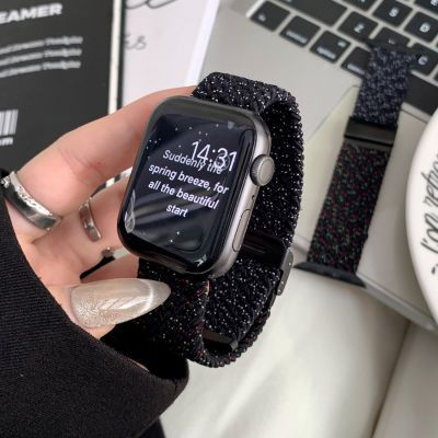 applewatch9表带s9编织粉色尼龙苹果手表表带卡扣iwatch手表带s8