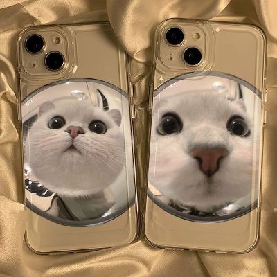 猫眼猫咪14苹果手机壳iPhone13pro11透明xsmax12软壳78p可爱15PRO