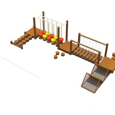 幼儿园攀爬架木质荡桥户外儿童木制感统训练组合大型滑梯钻洞玩具