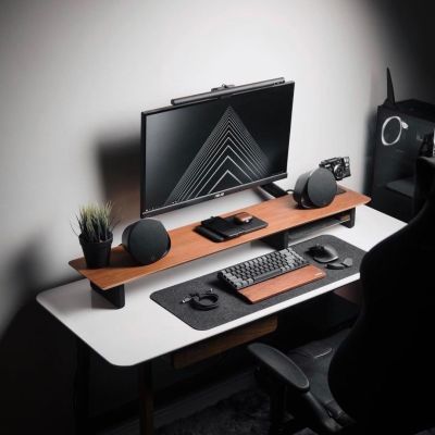 北美黑胡桃面电脑护颈收纳电脑增高架、电脑支架办公室桌面显示器