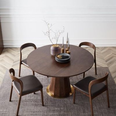 北欧实木圆形餐桌个性创意小户型餐桌椅组合现代简约酒店餐厅餐桌