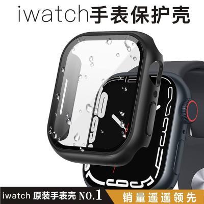 苹果Applewatch7/8/9钢化膜壳一体iwatch6se手表保护壳套45/44140