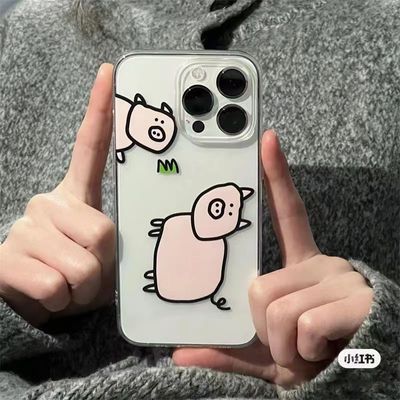 小红书同款猪苹果11手机壳iPhone12透明13情侣6s/7/8plus软xr套Xs