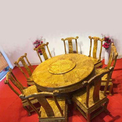 红木圆餐桌台中式转盘餐桌椅组合黄金樟圆桌1.58豪华家用电动四方