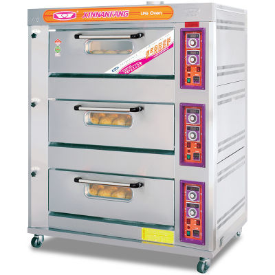 新南方烤箱商用大容量三层六盘燃气烘炉液化气面包烘焙披萨炉60A