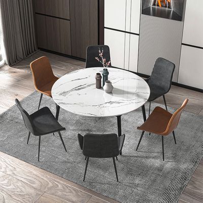 岩板餐桌椅组合可变圆桌现代简约家用伸缩折叠多功能小户型饭桌组