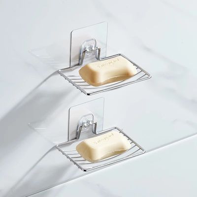 免打孔不锈钢肥皂架浴室吸壁式香皂盒卫生间单层双层沥水皂碟架
