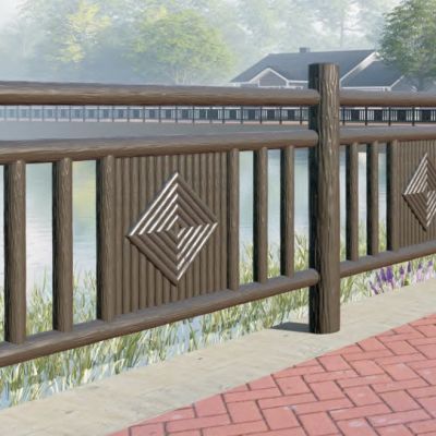 仿木护栏模具中式菱形栏杆塑料模具围栏乡村庭院室外仿树皮护栏