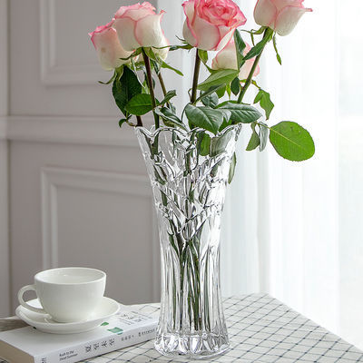 北欧 现代简约玻璃透明花瓶家居创意摆件富贵竹干花百合插花花器