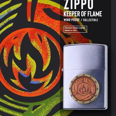 原装Zippo煤油防风打火机 C2000 火神年度版 真皮压花贴章 收藏级