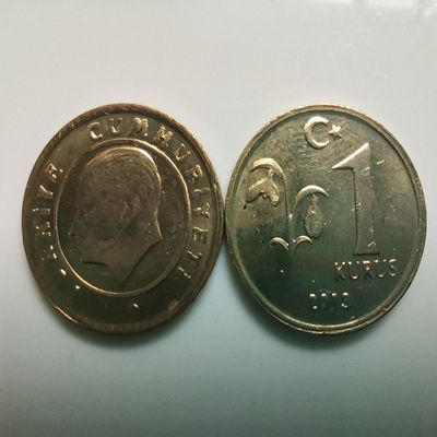 亚洲 土耳其2013年1库鲁(1分)硬币 15mm 全新UNC【15天内发货】