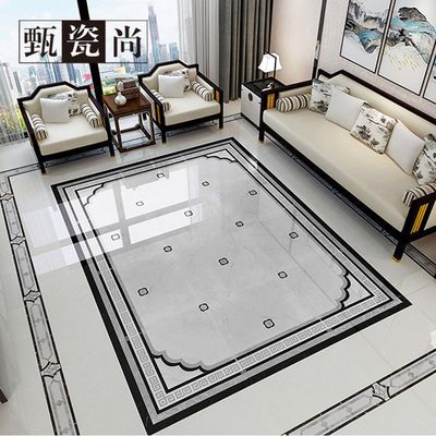 现代简约客厅地板砖拼花1.6X2.4新中式瓷砖仿水刀大气艺术拼图案